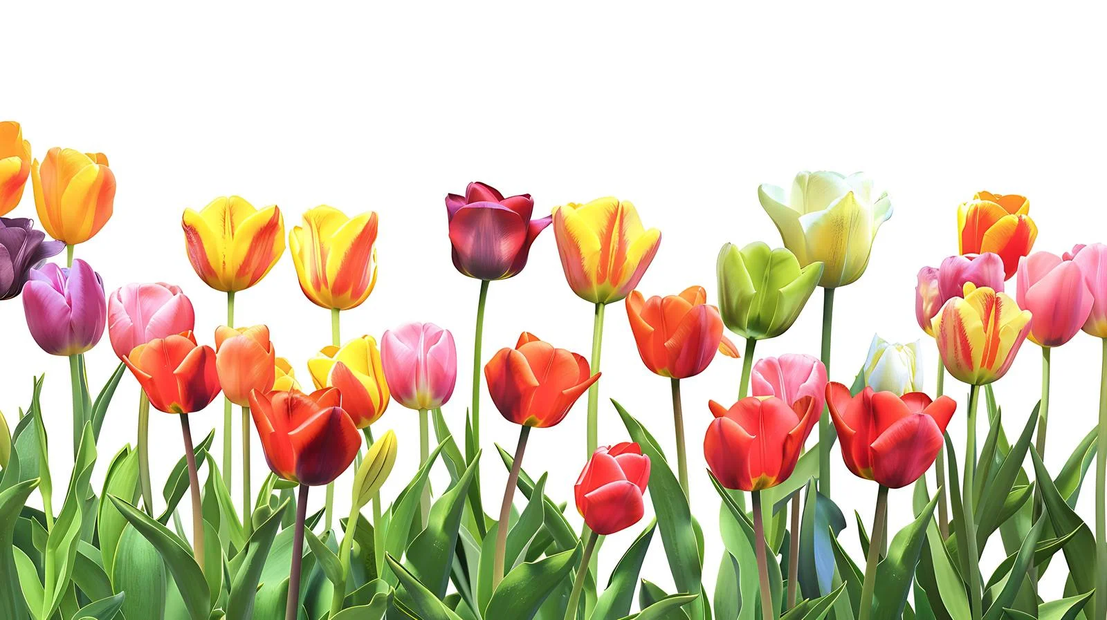 Vivid Tulip Field on White Background — free download from Dotvec