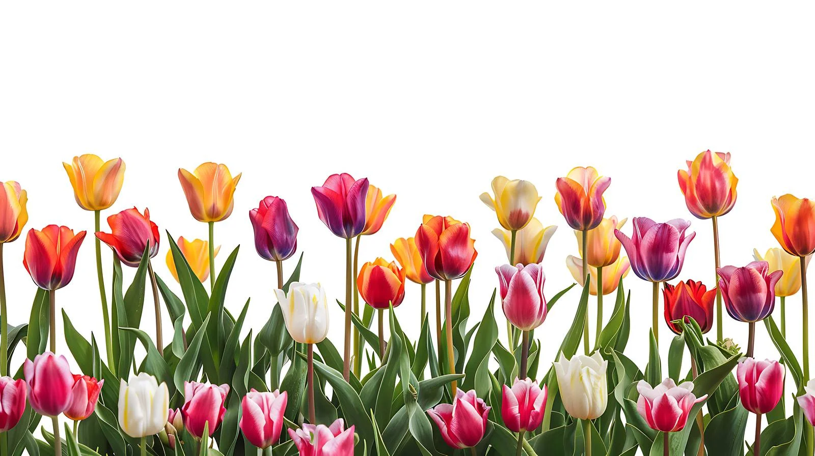 Vibrant Tulip Field on White Background — free download from Dotvec