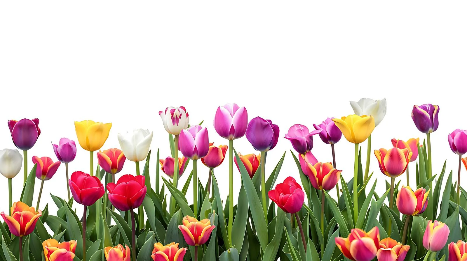 Vibrant Tulip Field on White Background — free download from Dotvec