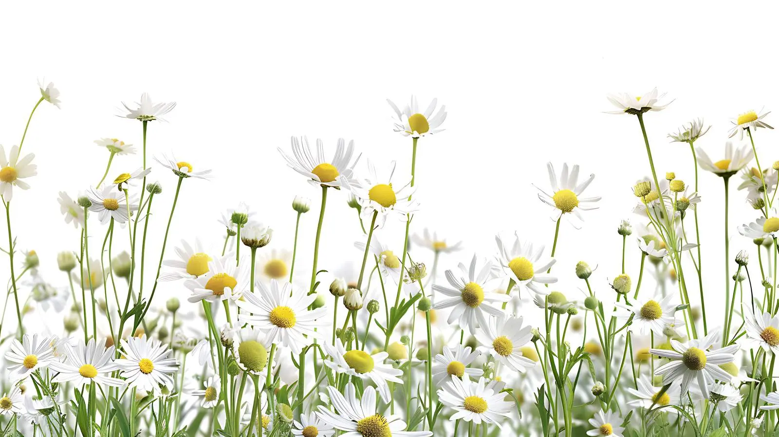 Chamomile Flower Field Isolated on White Background – free meadow image from Dotvec