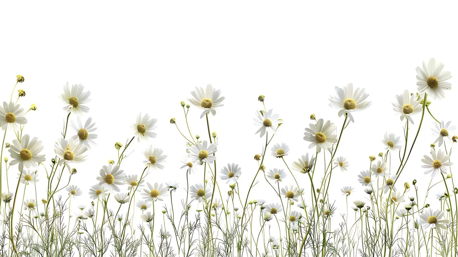 Chamomile Flower Field on White Background – free ecosystem image from Dotvec