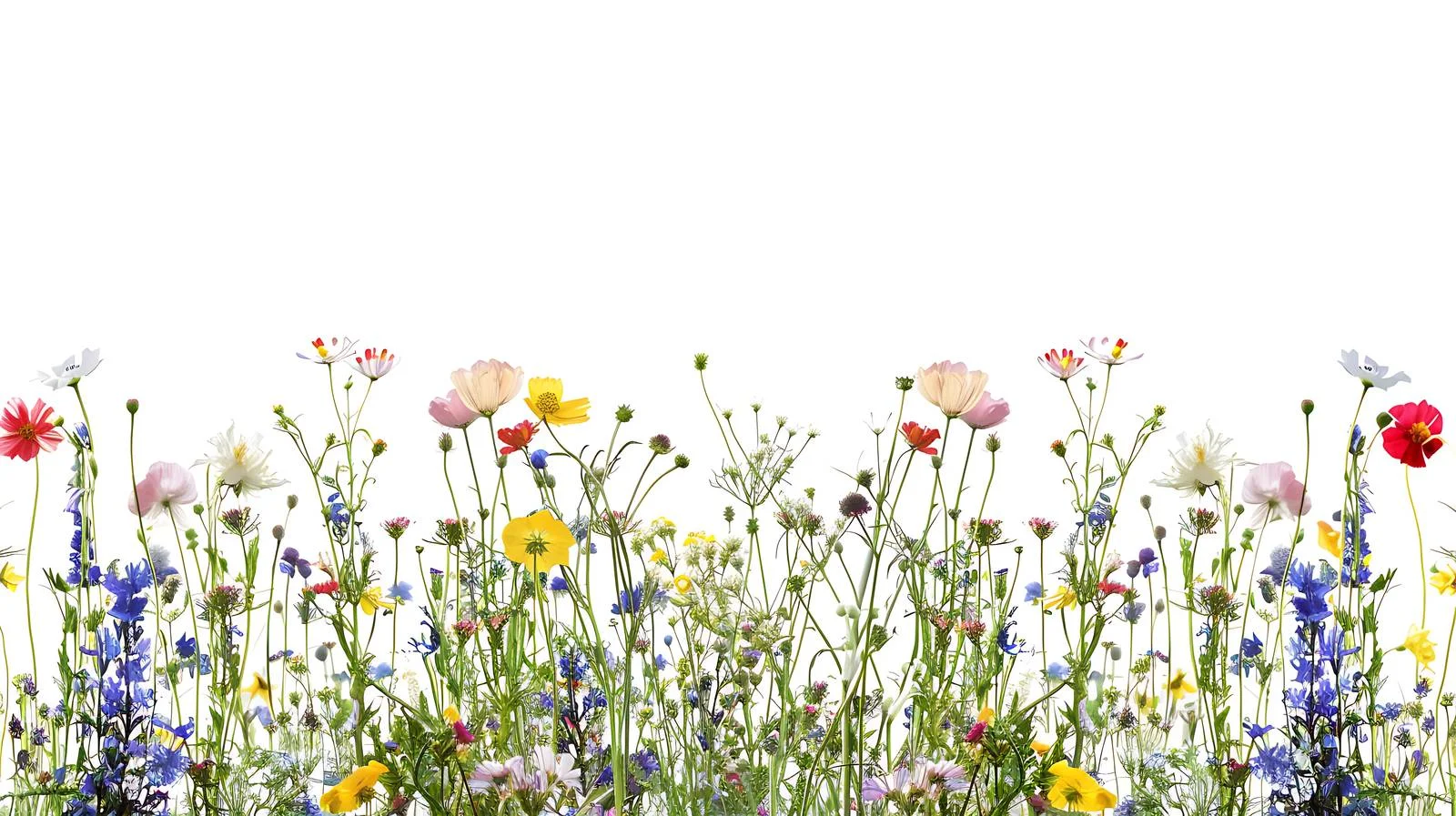 Vivid Field Flowers on White Background — free download from Dotvec