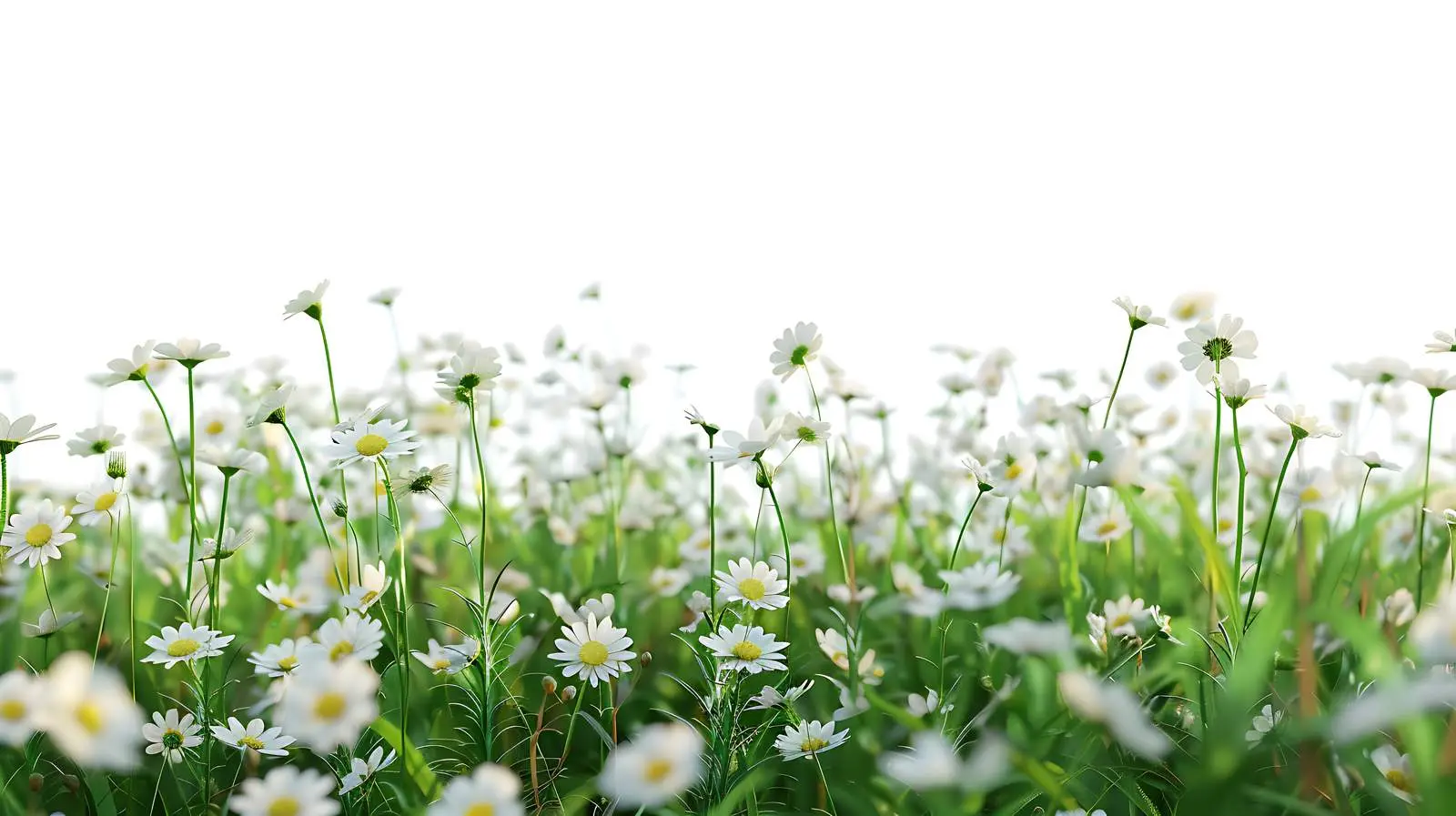 Beautiful Field of White Flowers and Green Grass – free meadow image from Dotvec