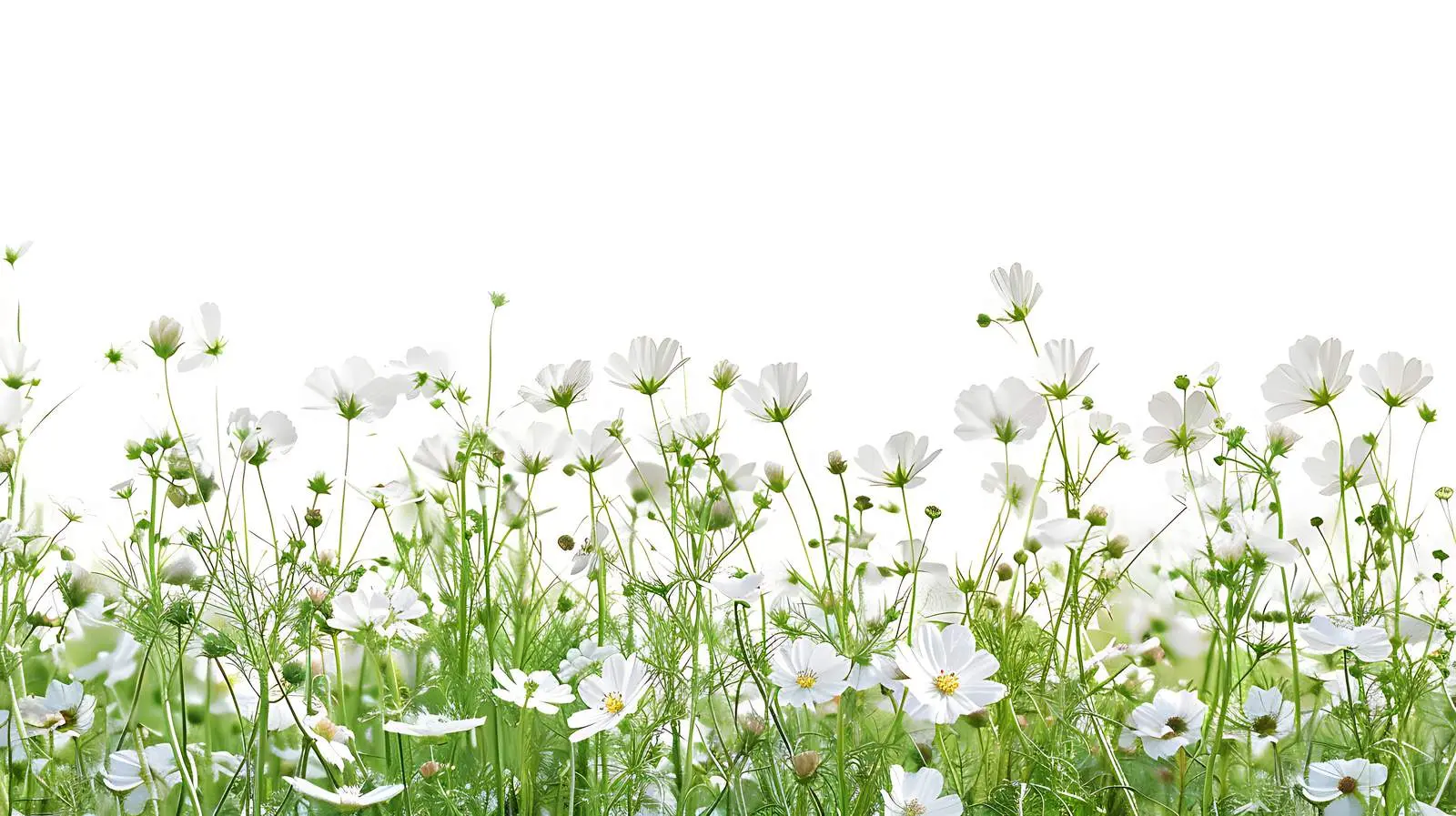 Vibrant Field of White Wildflowers and Greenery – free meadow image from Dotvec