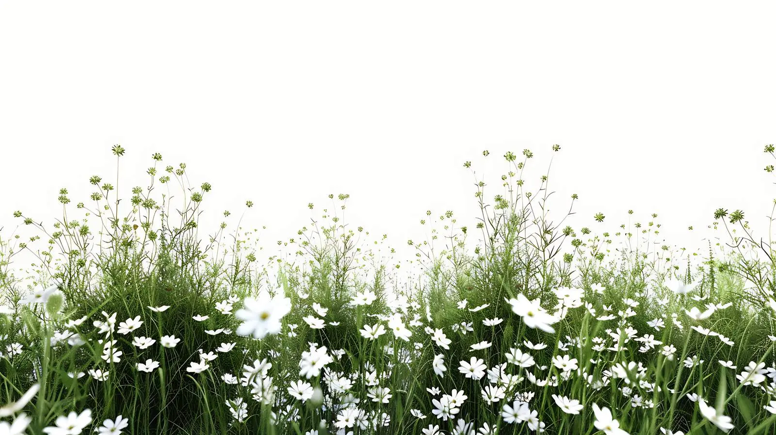 Vibrant Field of White Wildflowers and Greenery – free meadow image from Dotvec