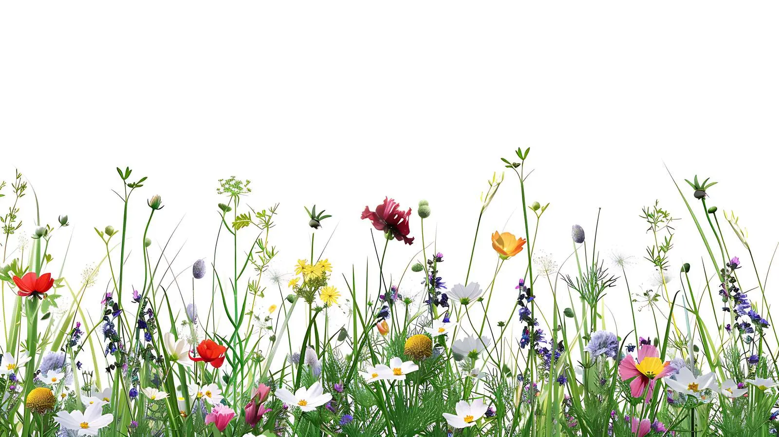 Vibrant Wildflowers and Lush Green Grass Landscape – free meadow image from Dotvec