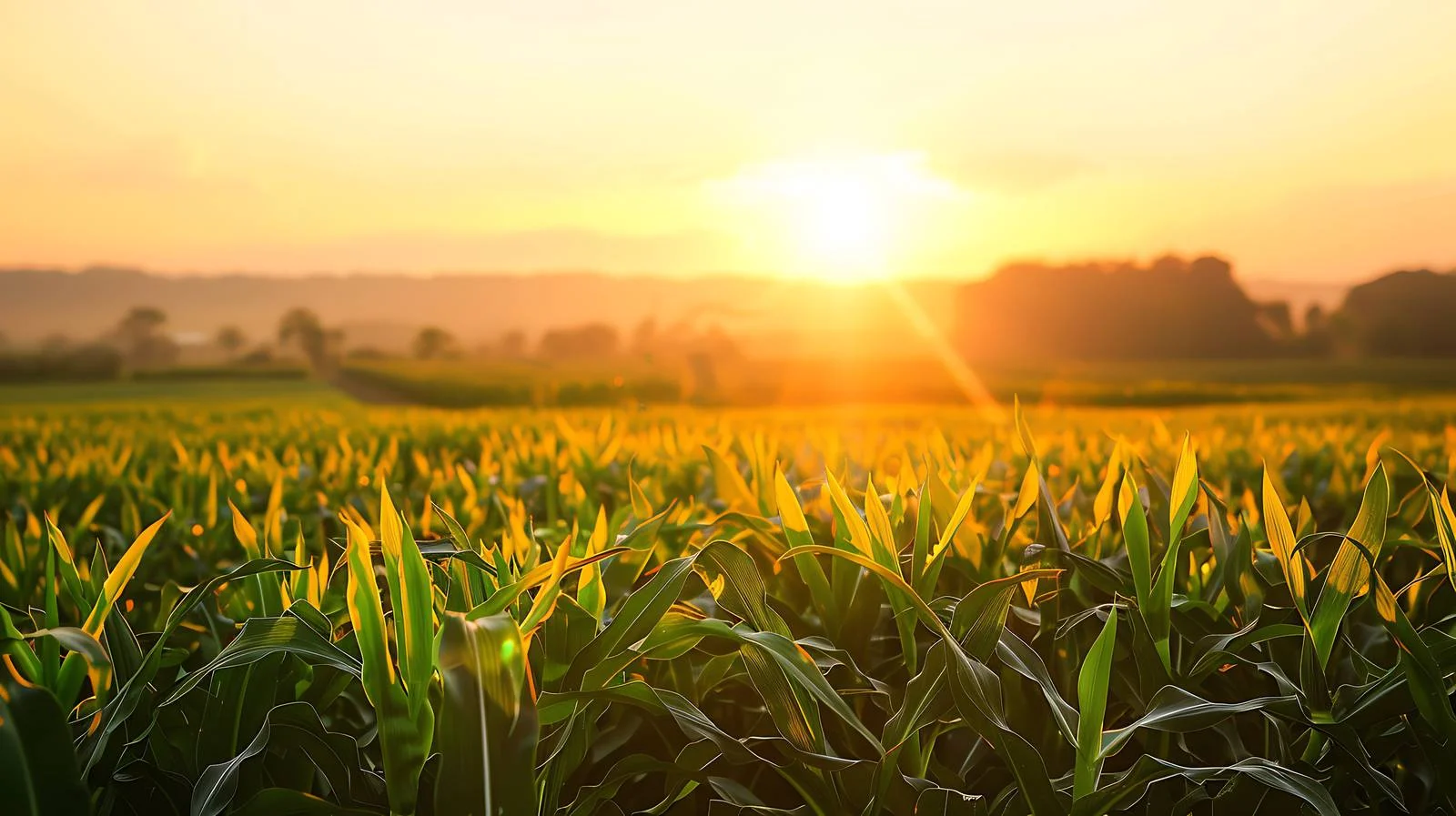 Sunrise Over Lone Cornfield on White Background — free download from Dotvec