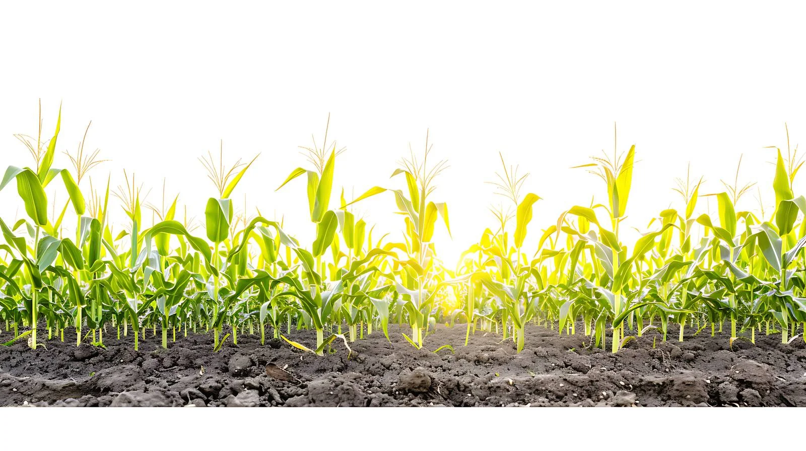 Sunrise over young corn field on white backdrop — free download from Dotvec