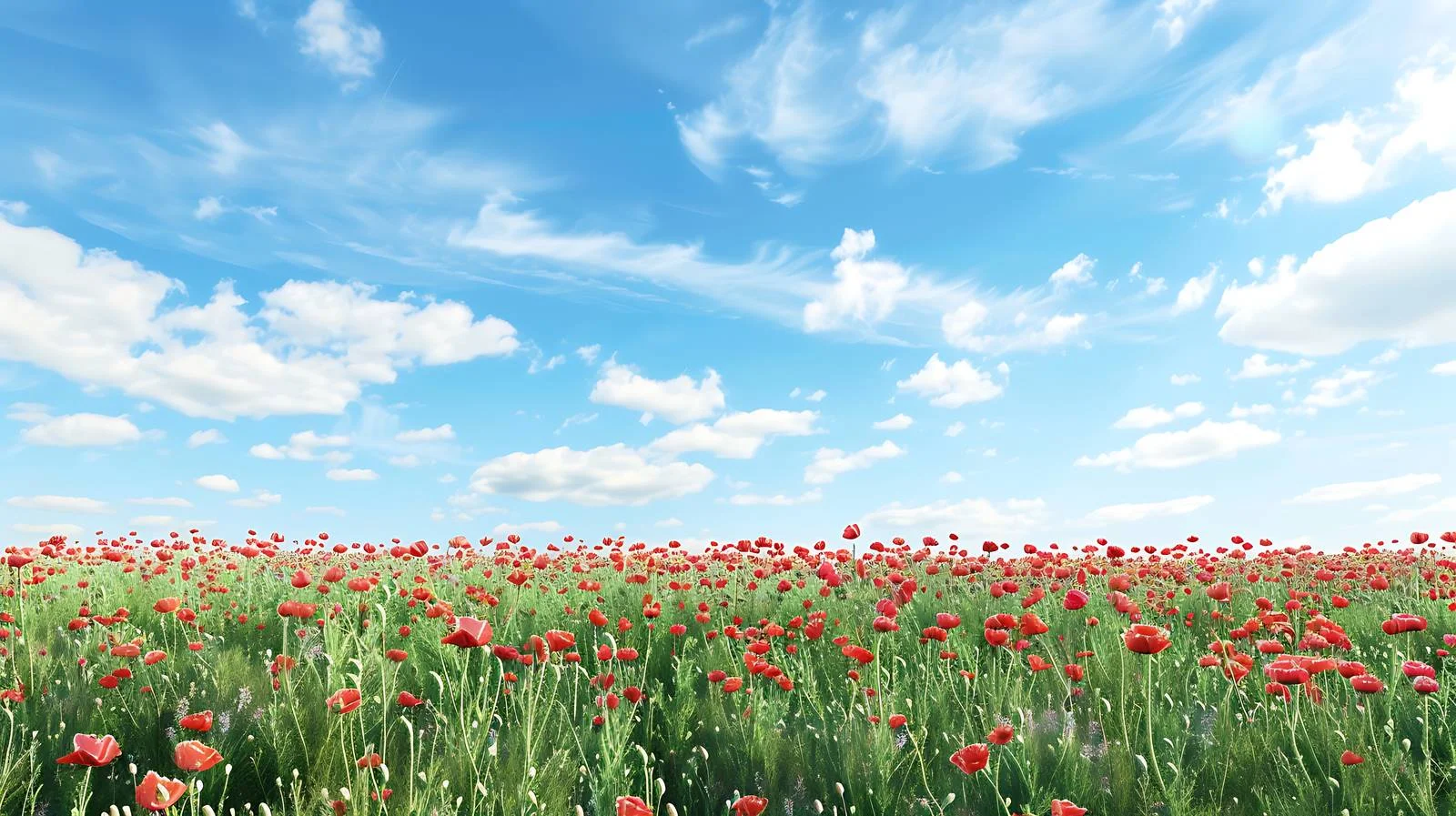 Vibrant Field of Poppies Against Sky — free download from Dotvec