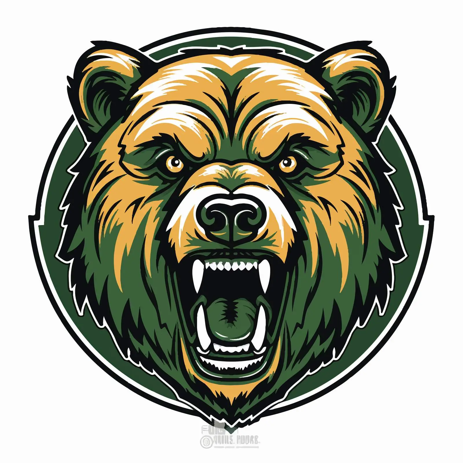 Fierce Bear Face in Green Badge Vector Art — free download from Dotvec