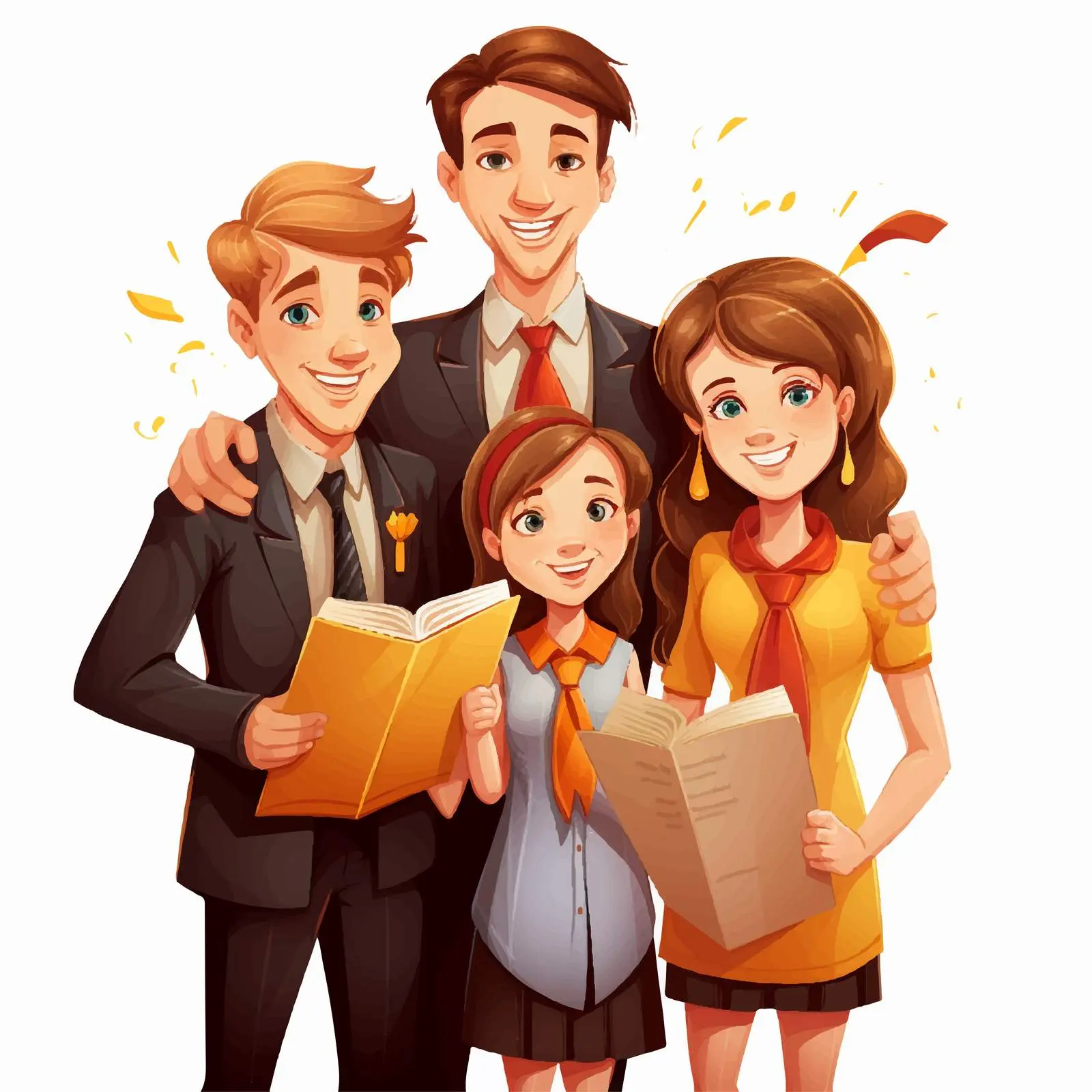 Fifth Grade Diploma with Teachers and Students – free diploma image from Dotvec