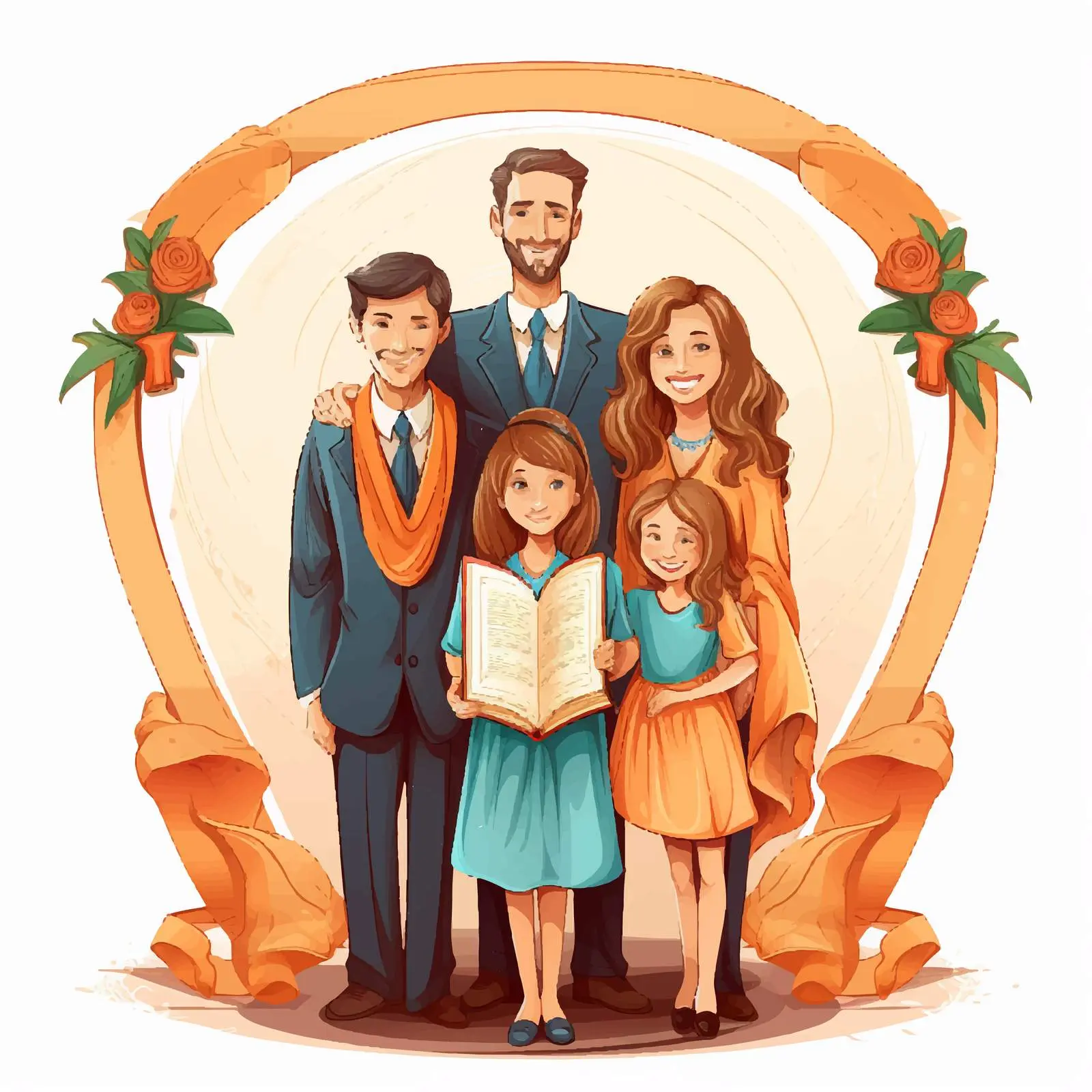 Fifth Grade Diploma with Teachers and Students – free diploma image from Dotvec