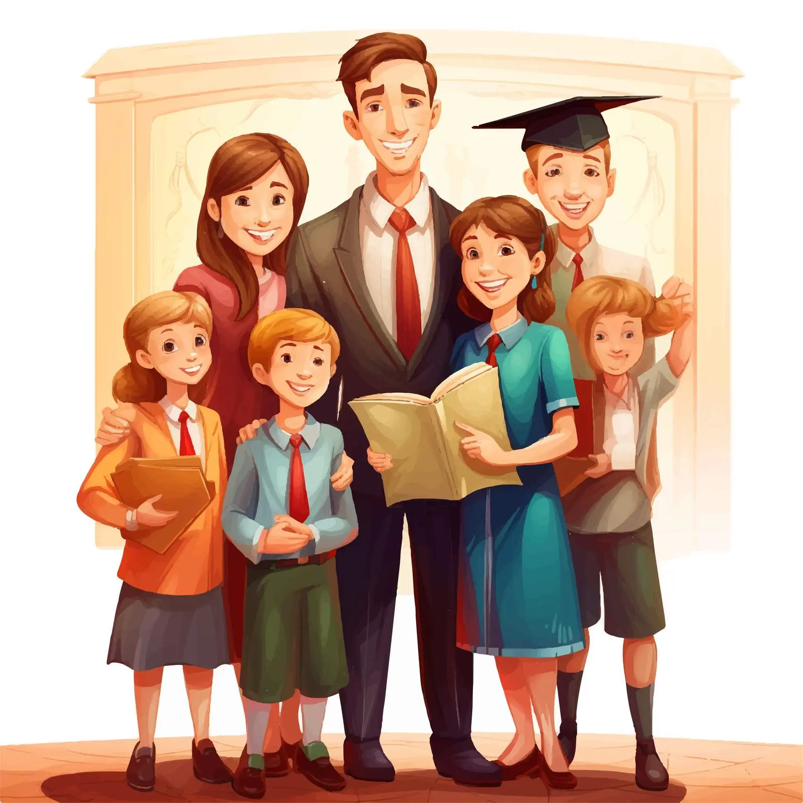 Fifth Grade Diploma with Teachers and Students — free download from Dotvec