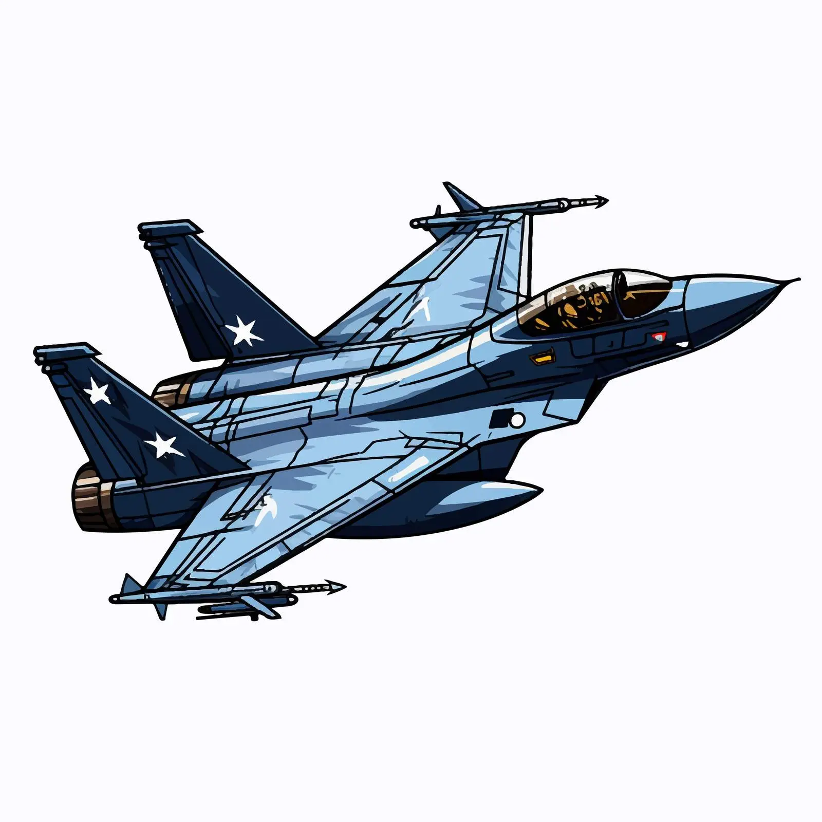 Cartoon Fighter Jet Vector Illustration – free transportation vector image from Dotvec