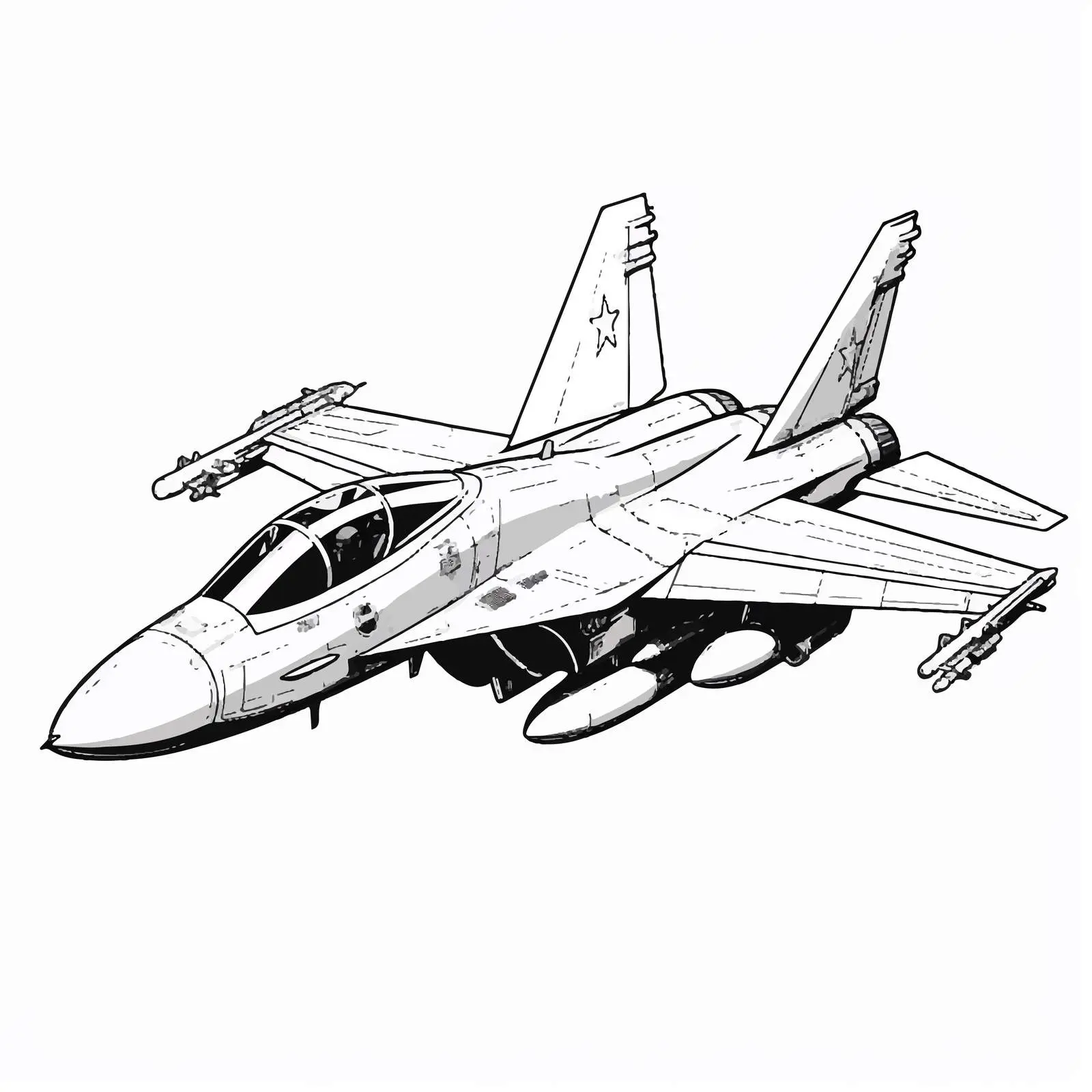 Cartoon Fighter Jet Line Vector Illustration — free download from Dotvec