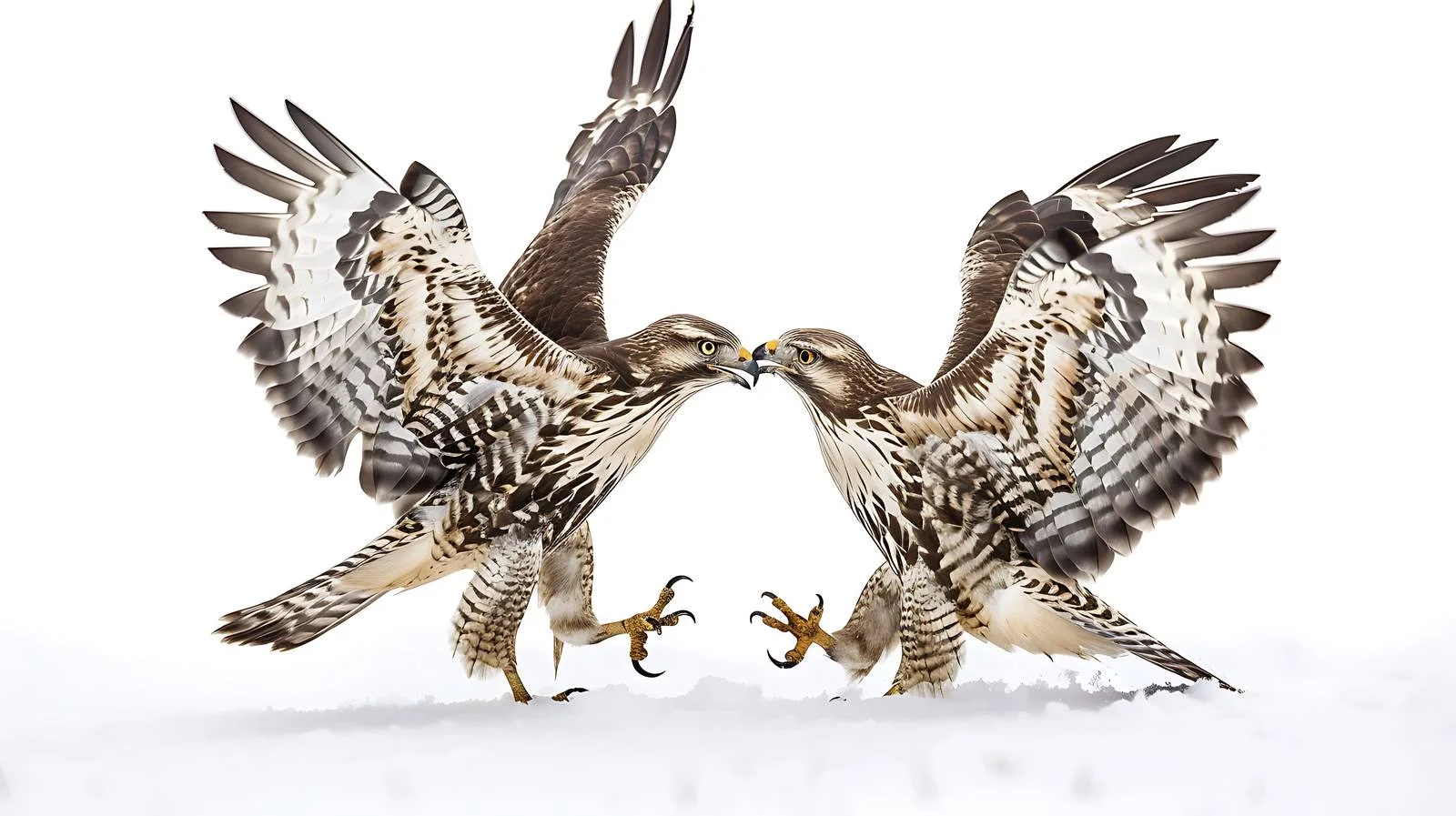 Struggle of common buzzards in snowy landscape — free download from Dotvec