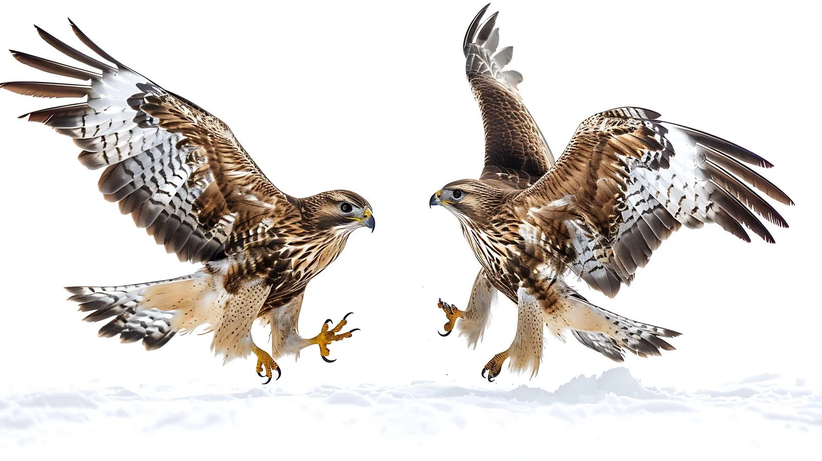 Clash of buzzards in snowy landscape — free download from Dotvec