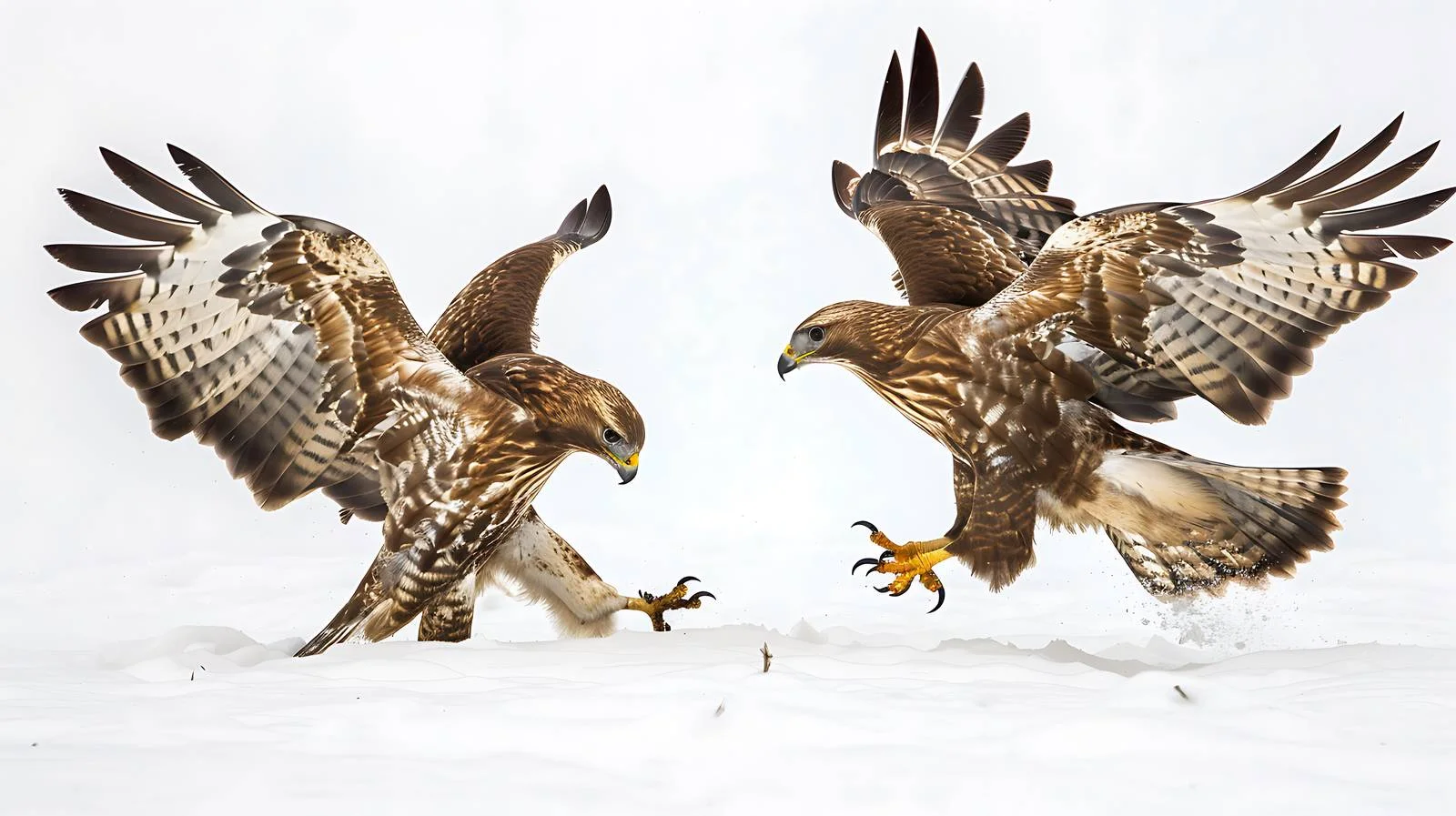 Winter Battle of Common Buzzards — free download from Dotvec