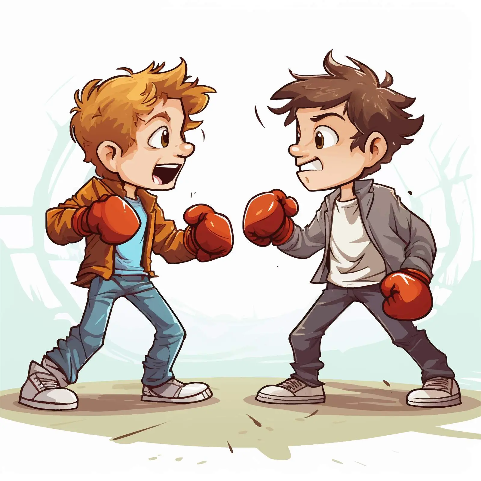 Young Boys with Fighting Themed Cartoon Design – free fighting image from Dotvec