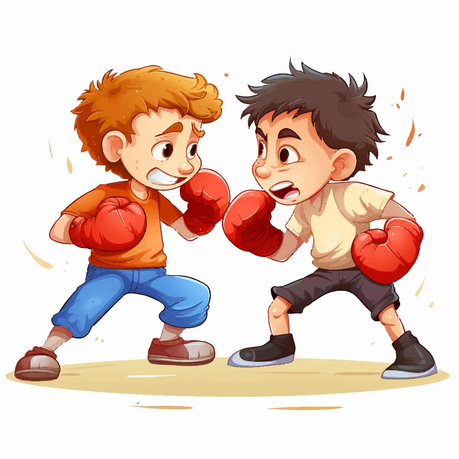 Fighting Theme with Young Boys Cartoon Vector – free fighting image from Dotvec