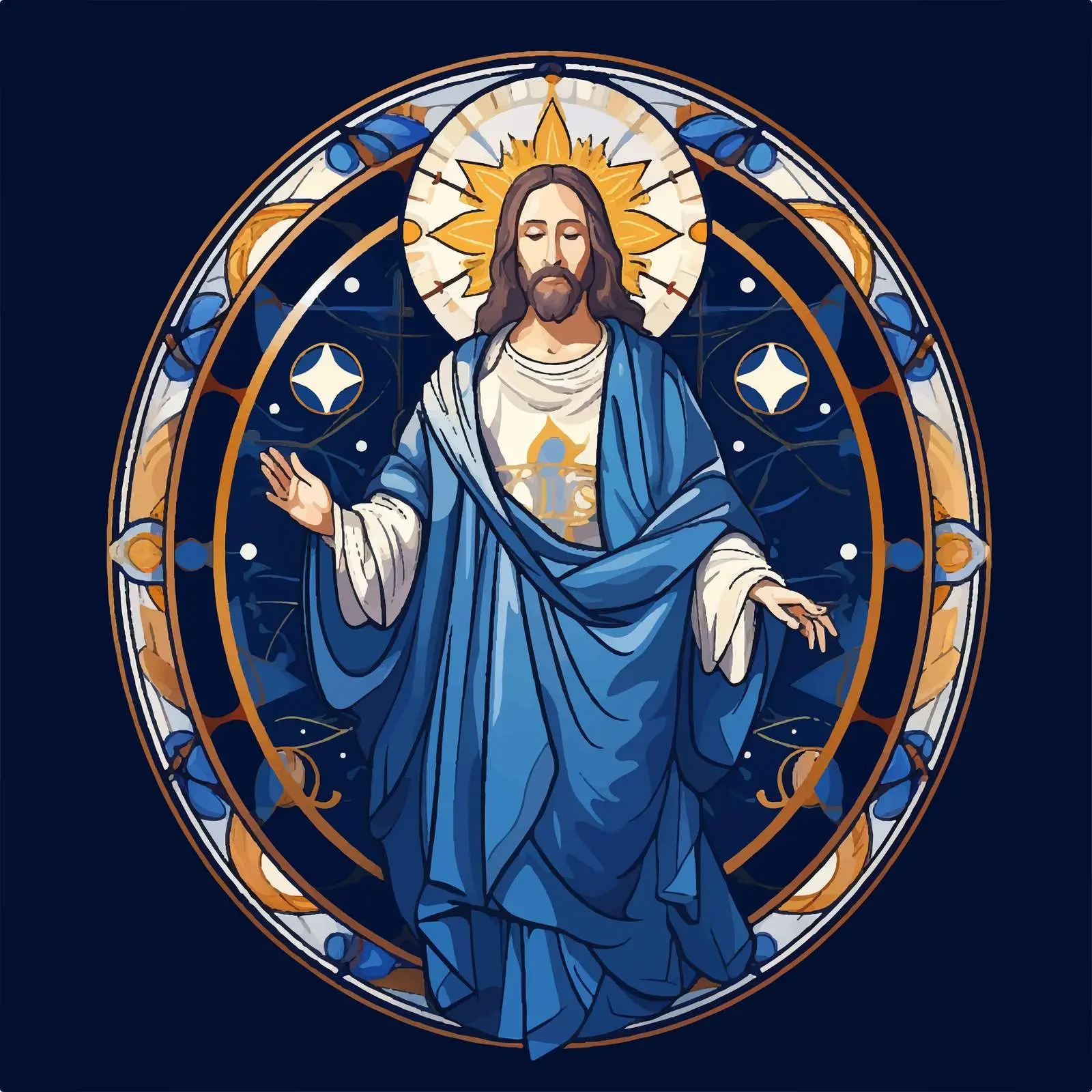 Jesus Illustration on Blue Background – free religious vector image from Dotvec