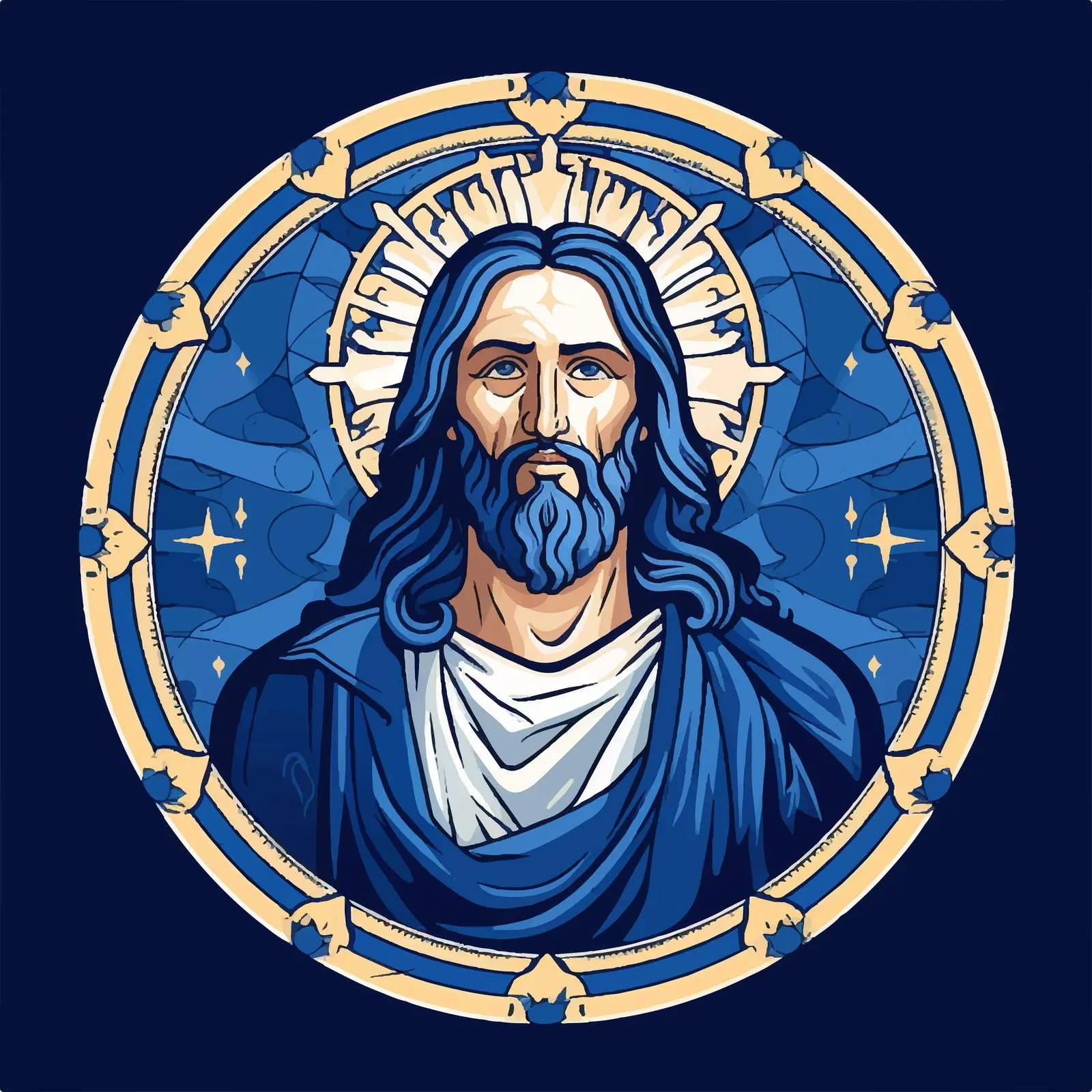 Jesus Illustration on Dark Blue Background — free download from Dotvec