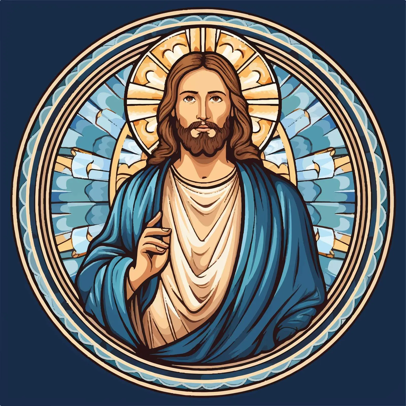 Jesus Illustration on Dark Blue Background — free download from Dotvec