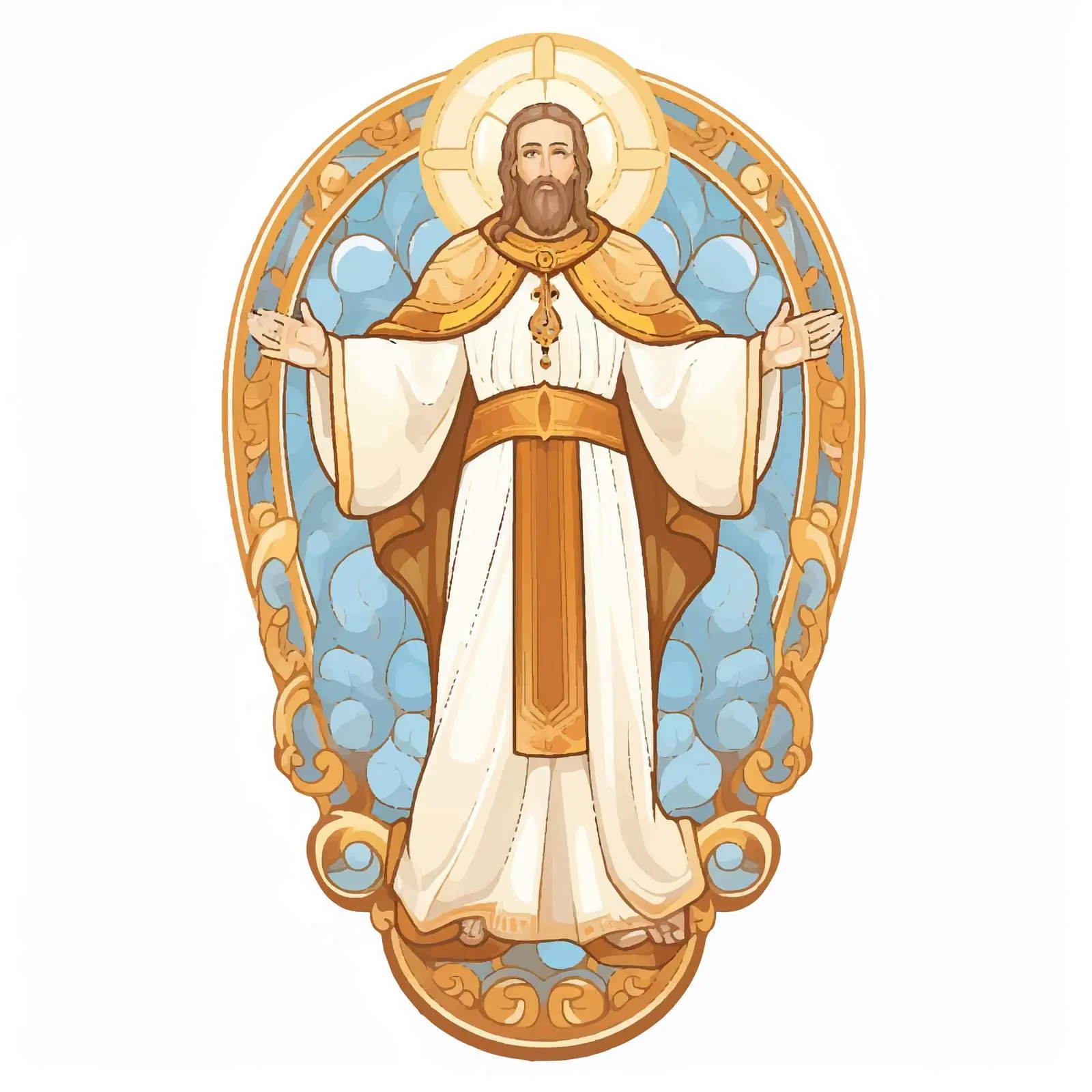 Byzantine Style Saint Figure Fresco Illustration — free download from Dotvec