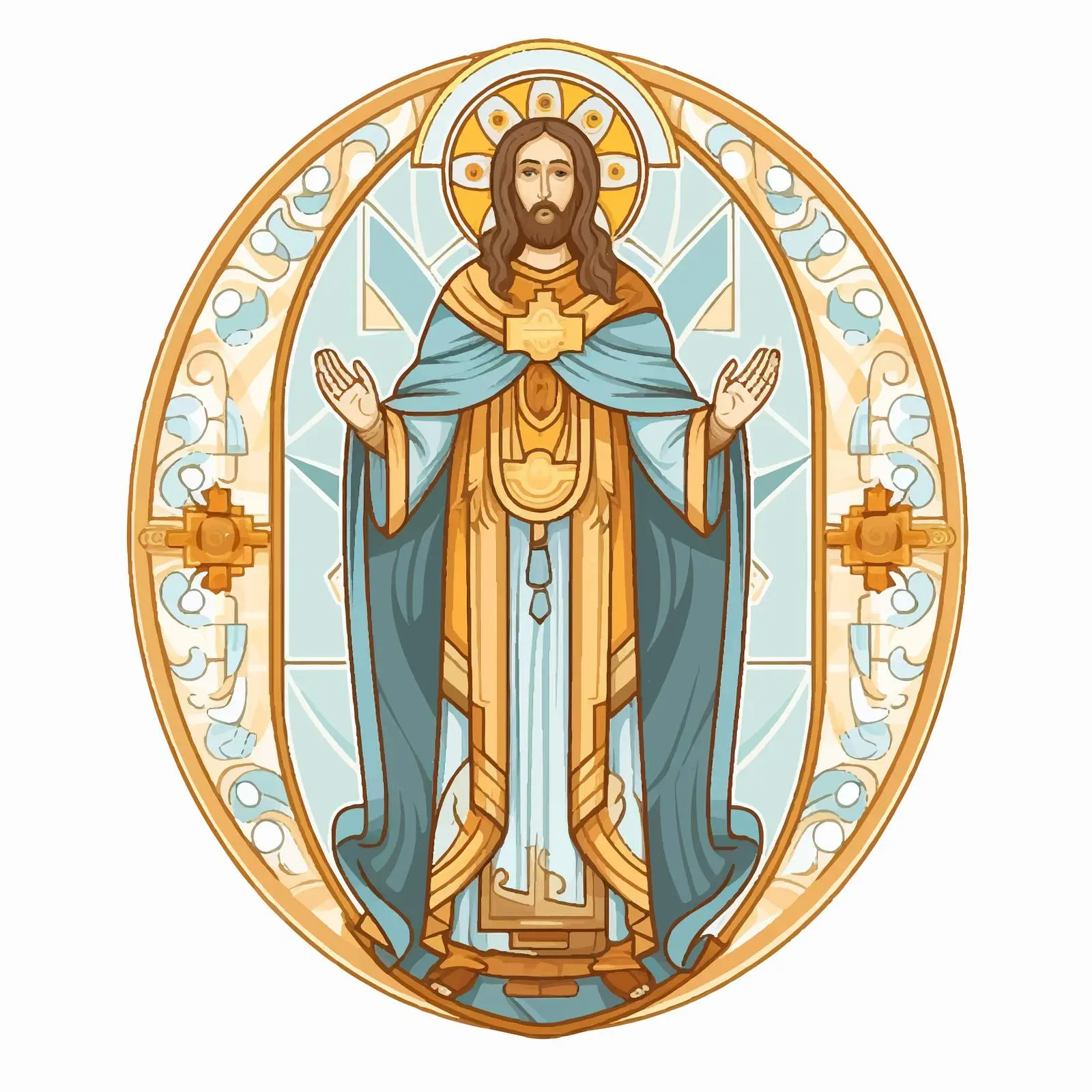 Saint Illustration in Byzantine Fresco Style – free portrayal image from Dotvec