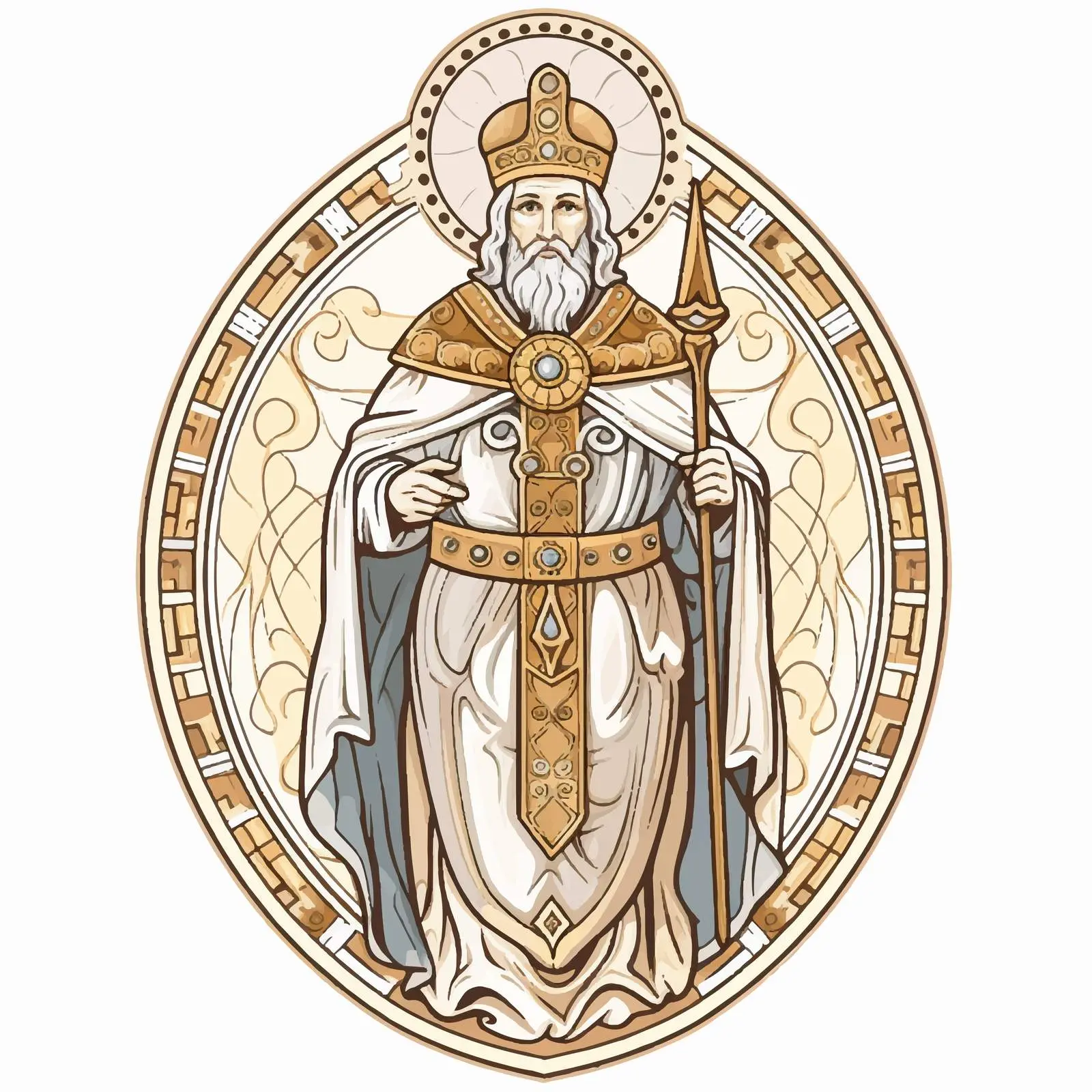 Saint Illustration Fresco Sketch in Byzantine Style – free illustration design image from Dotvec