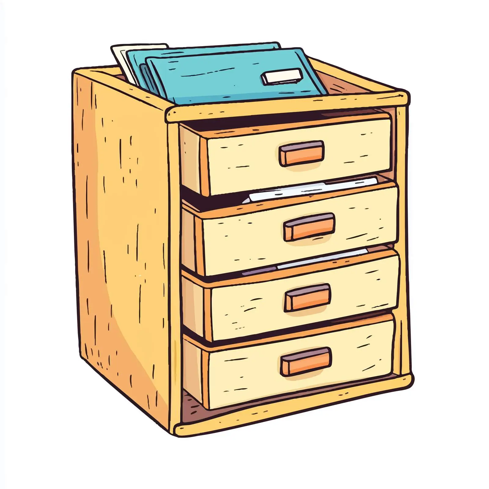Cartoon Drawer Vector Illustration in Hand-Drawn Style — free download from Dotvec