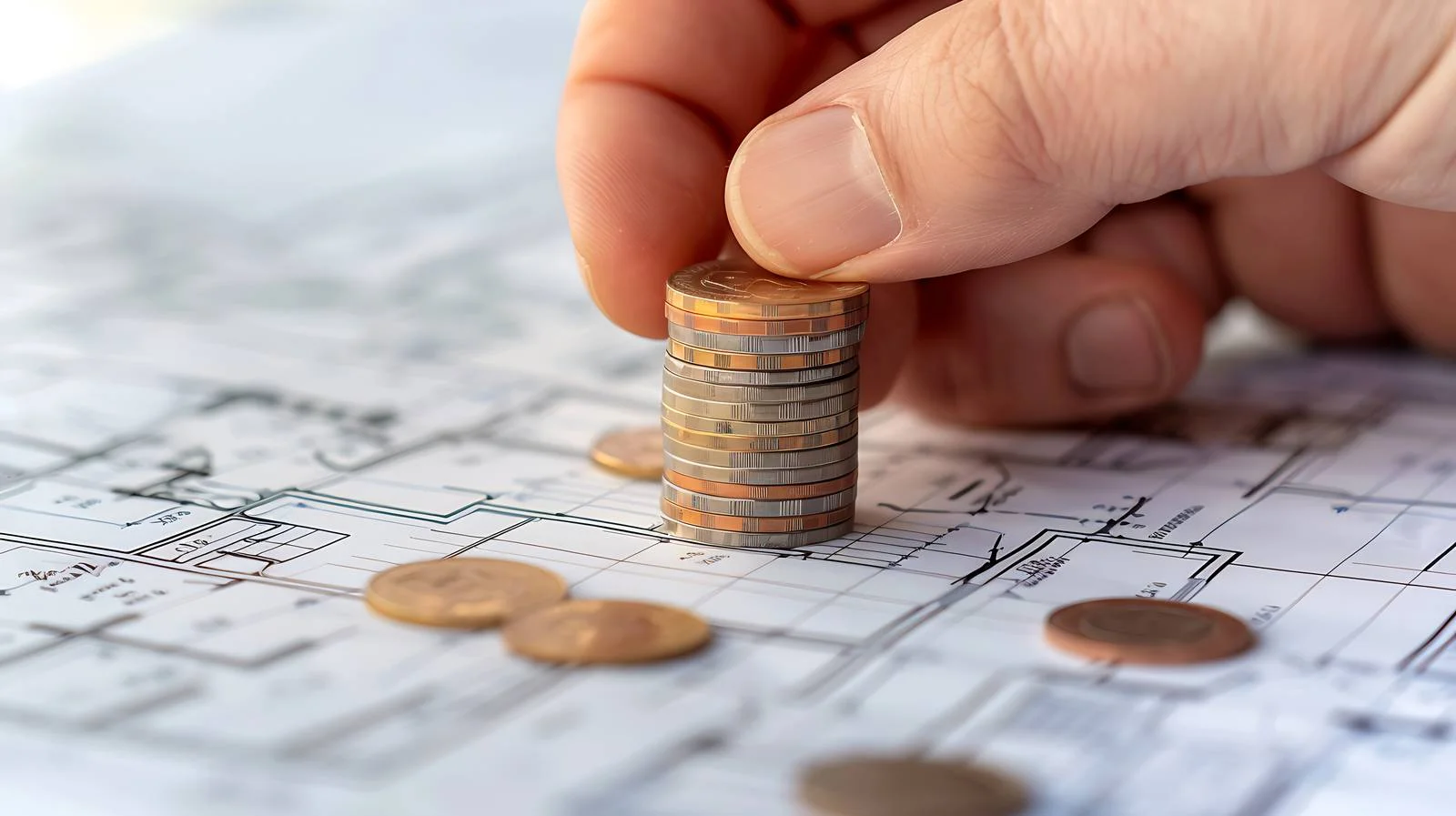 Strategic Coin Staircase on Blueprint House — free download from Dotvec