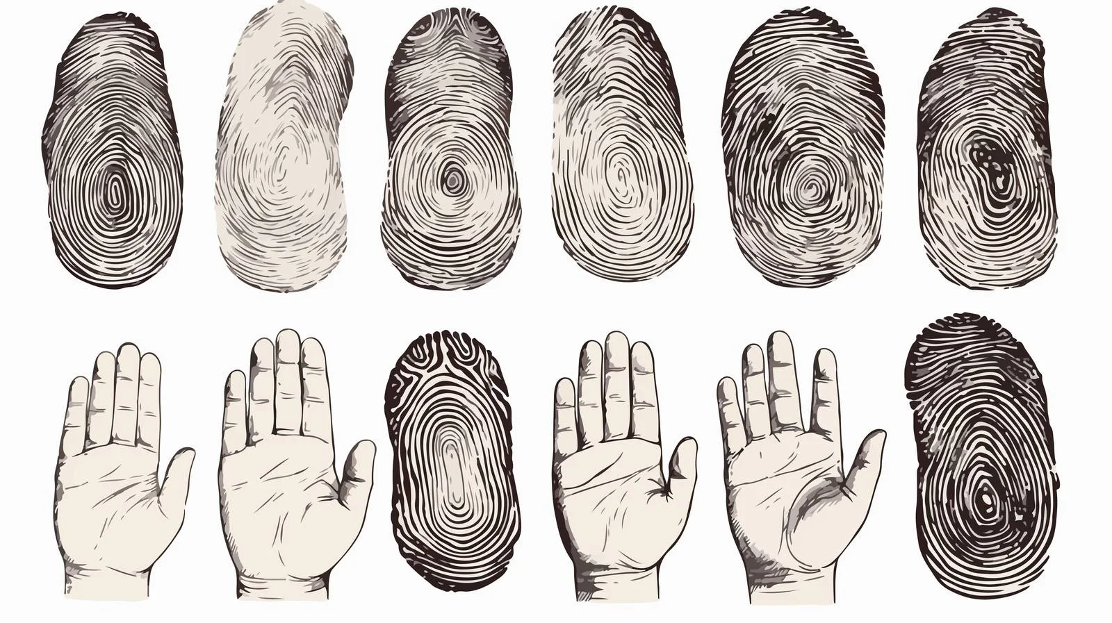 Assorted fingerprints isolated on white background — free download from Dotvec