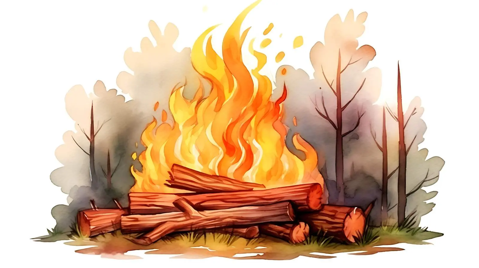 Fire and Wood on White Background — free download from Dotvec
