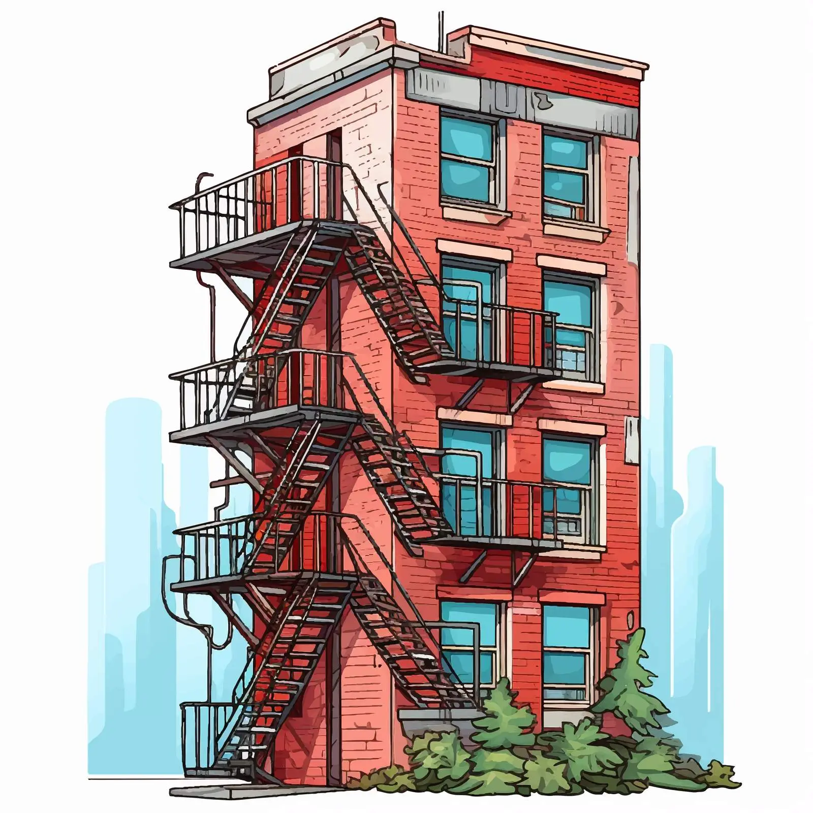 Side Apartment Fire Escape Vector Illustration — free download from Dotvec