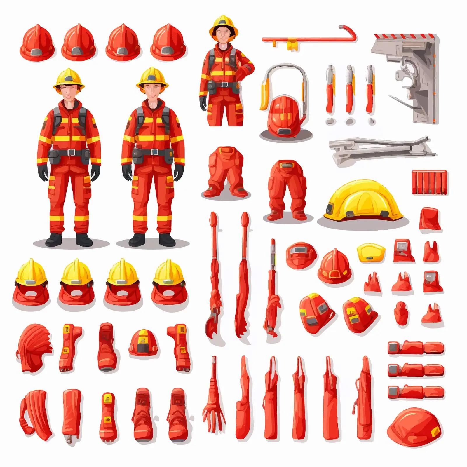 Firefighter Creation Set and Equipment Vectors — free download from Dotvec