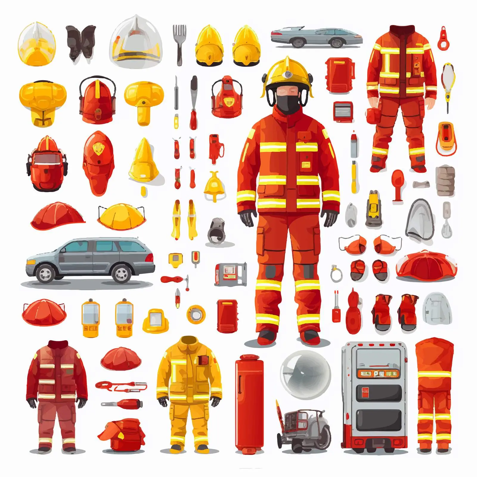 Firefighter Vector Creation Set Collection — free download from Dotvec