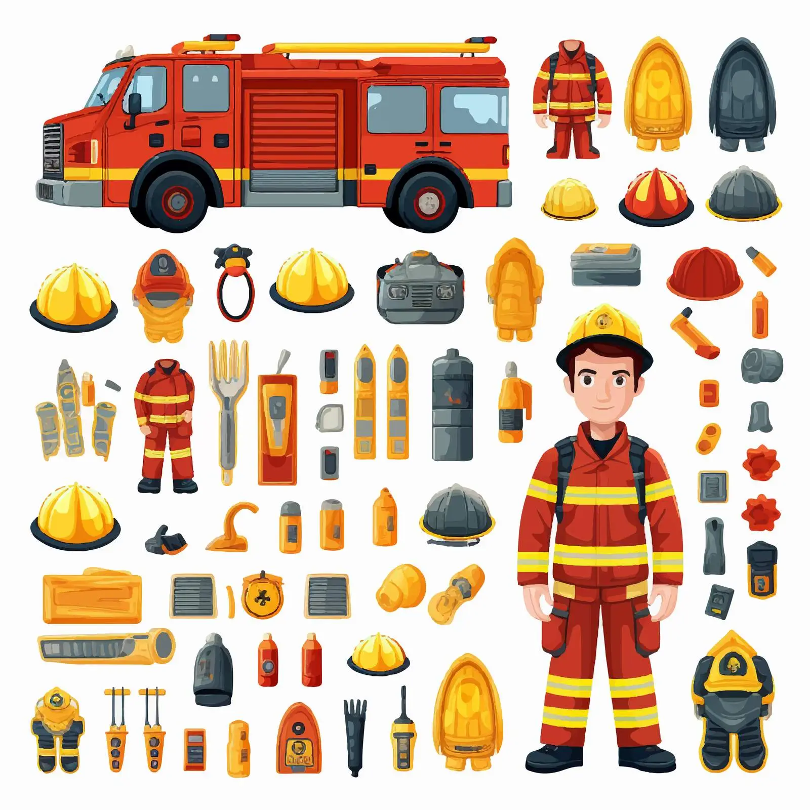 Firefighter Vector Collection Set for Designers — free download from Dotvec