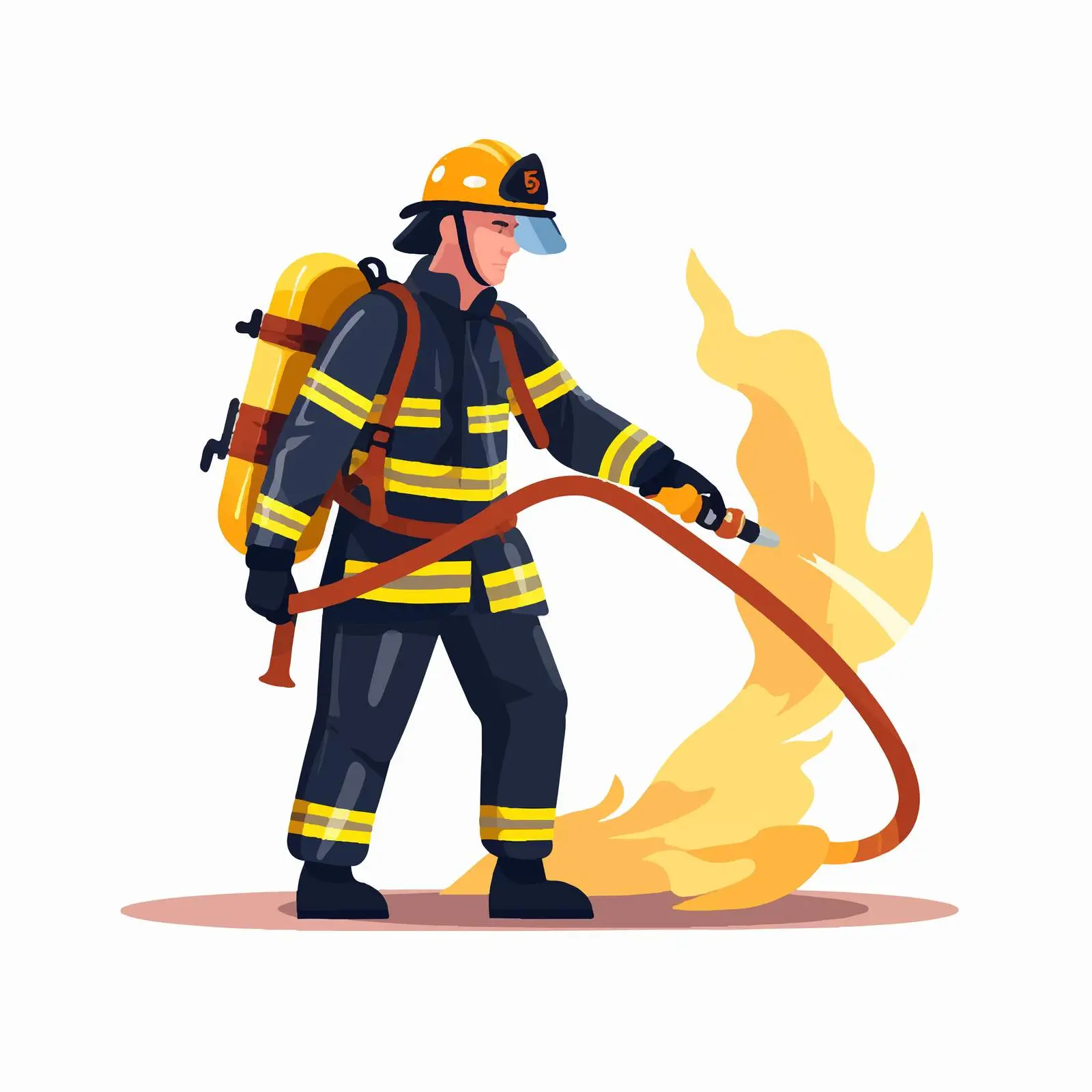 Firefighter Extinguishing Fire with Hose – free firefighting image from Dotvec