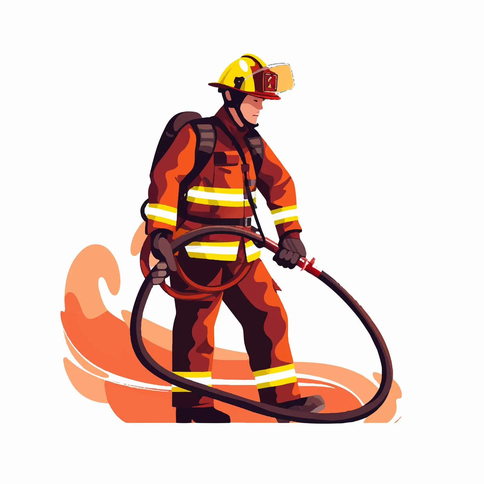 Firefighter Extinguishing Fire with Hose Vector — free download from Dotvec