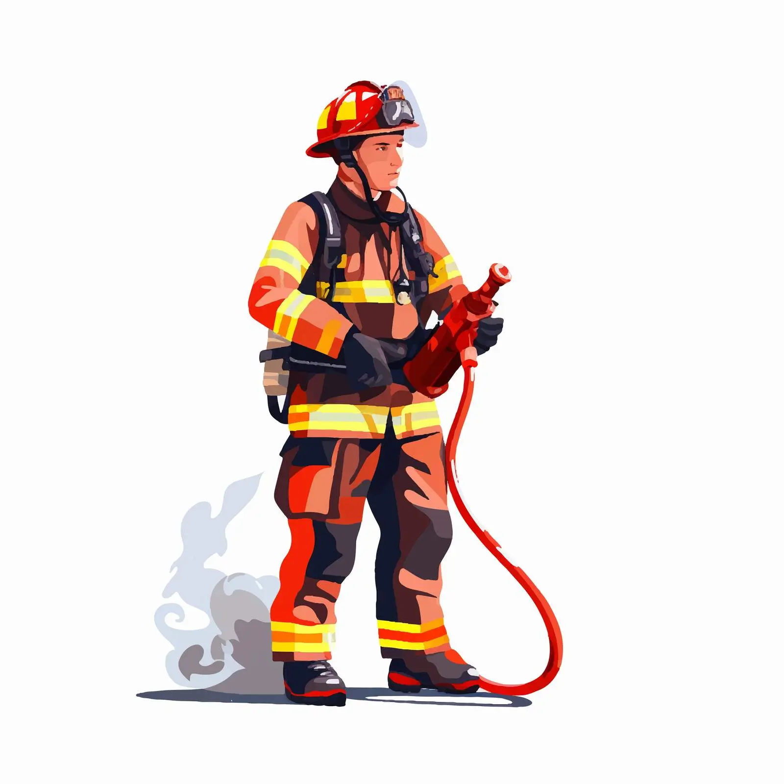 Firefighter Extinguishing Fire with Hose Vector — free download from Dotvec