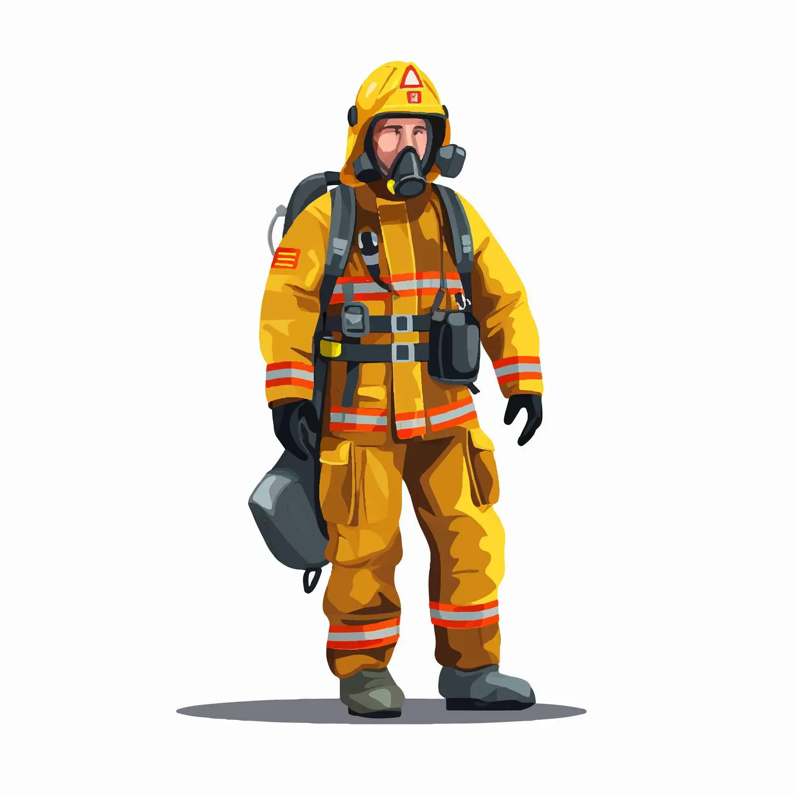 Firefighter in Fireproof Protective Suit Vector Image — free download from Dotvec