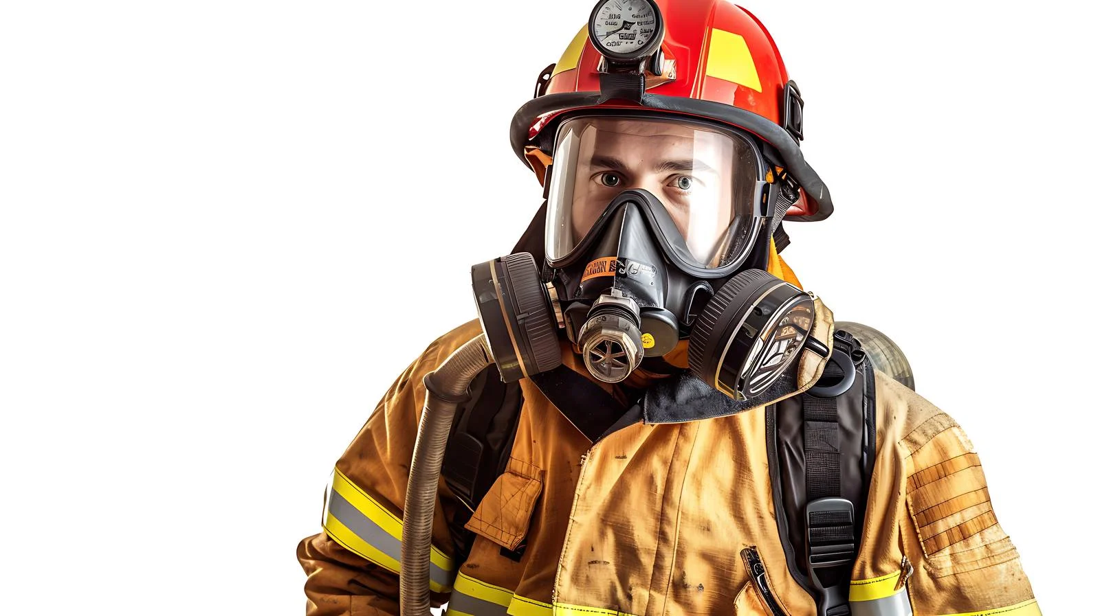 Firefighter Wearing Breathing Gear in Isolation — free download from Dotvec