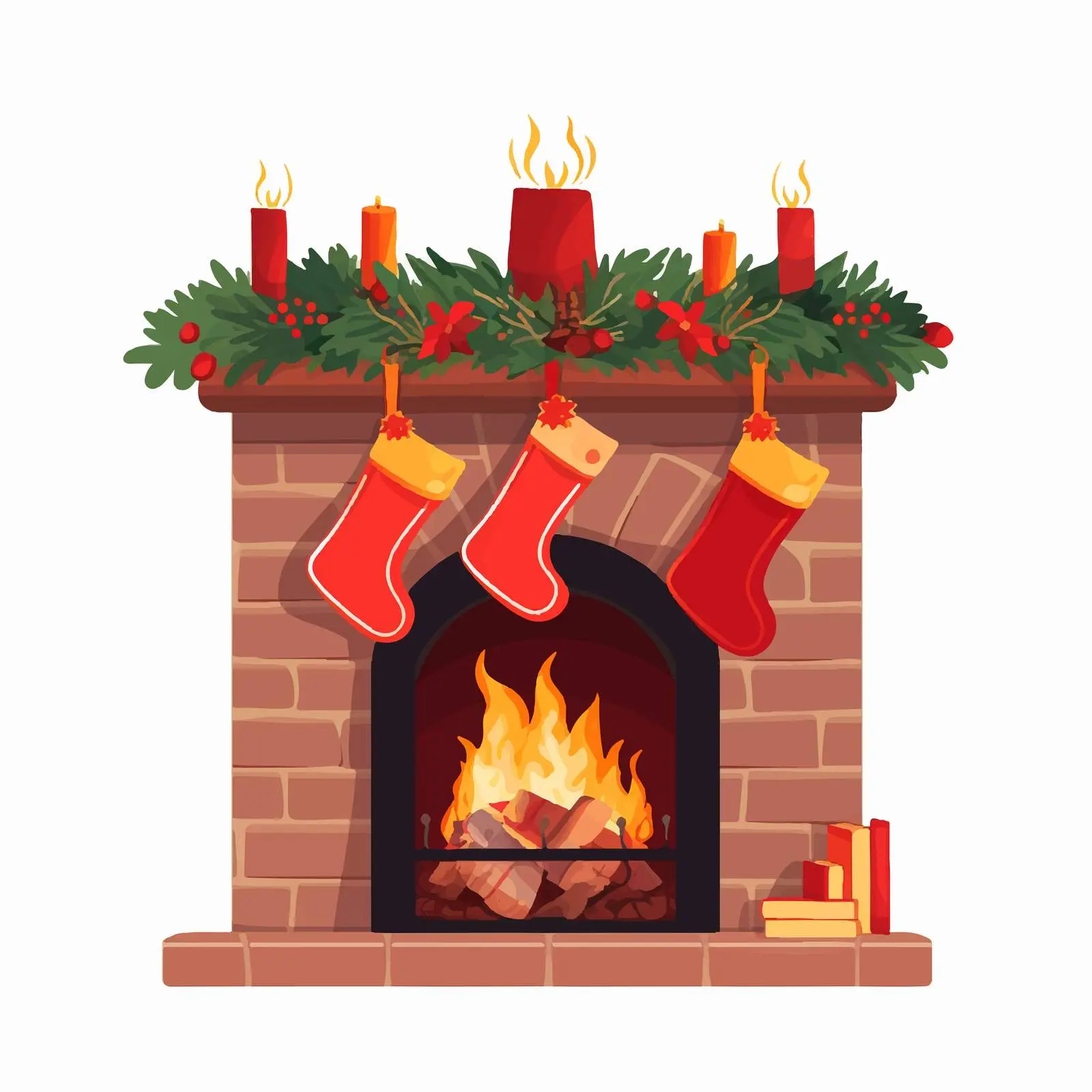Christmas Fireplace Vector Illustration — free download from Dotvec