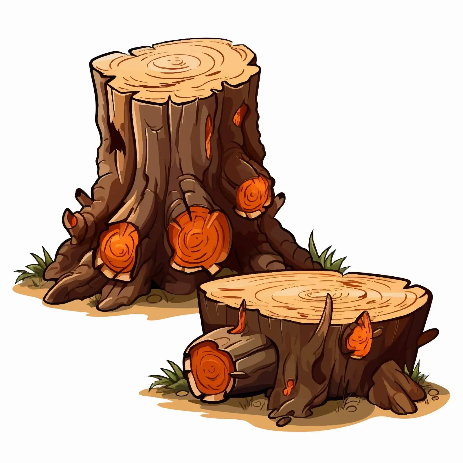 Cartoon Illustration of Firewood and Tree Stumps — free download from Dotvec