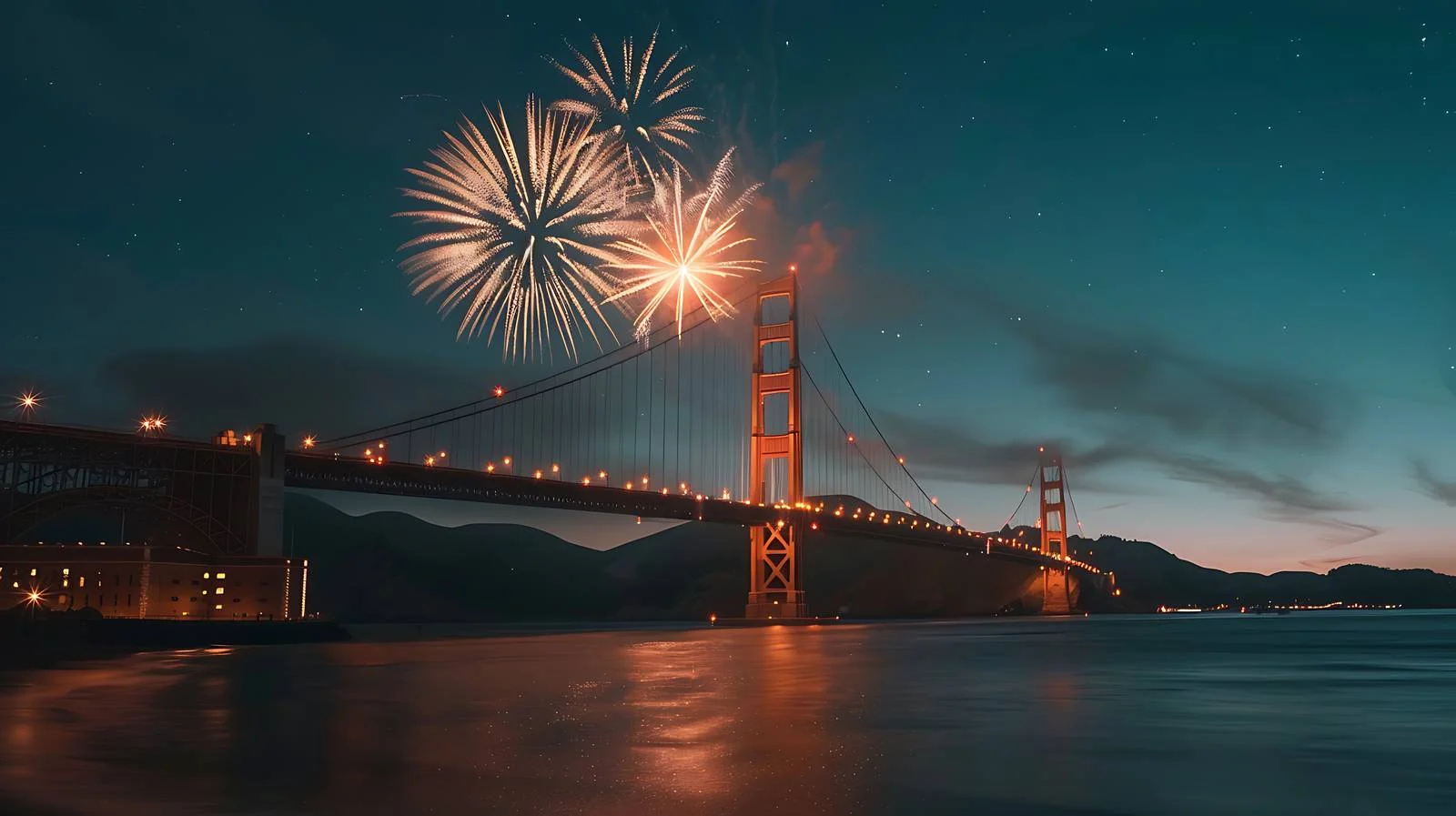 Spectacular Fireworks Show by Golden Gate Bridge — free download from Dotvec