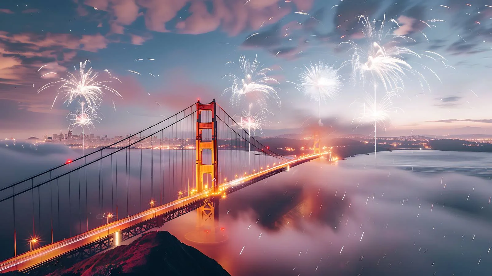 Spectacular Fireworks Show by Golden Gate Bridge — free download from Dotvec