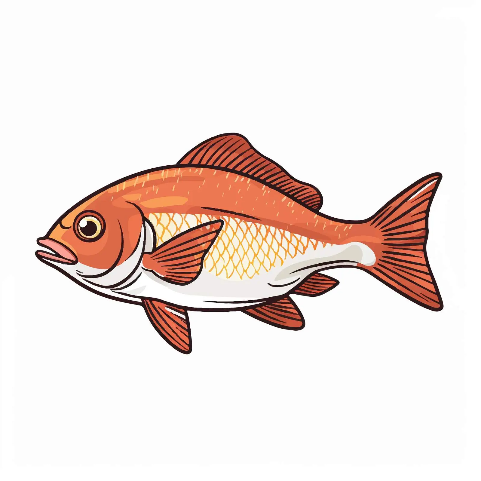 Cartoon Fish Line Vector Illustration — free download from Dotvec