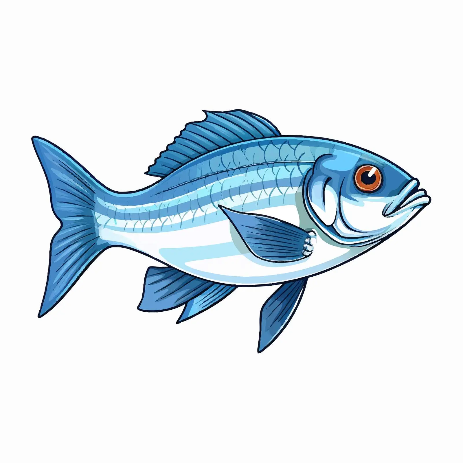 Fish Line Vector Illustration on White Background — free download from Dotvec