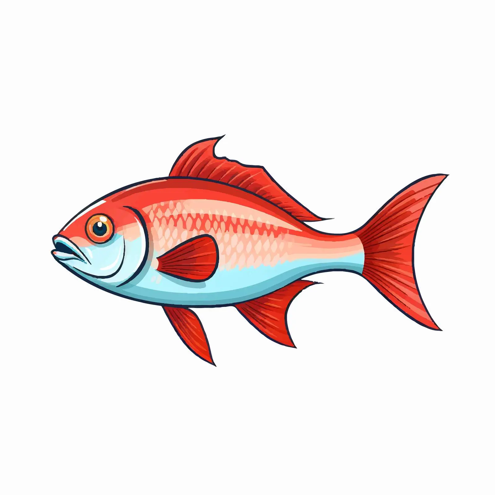 Fish Line Vector Illustration on White Background — free download from Dotvec